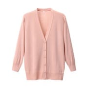 抗ピル長袖カーディガン(ロング丈) S ピーチピンク D-1002
