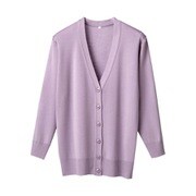 抗ピル長袖カーディガン(ロング丈) M パープル D-1002