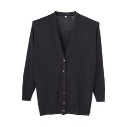 抗ピル長袖カーディガン（ロング丈） L ブラック D-1002