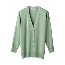 抗ピル長袖カーディガン（ロング丈） L グリーン D-1002