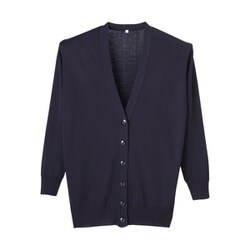 抗ピル長袖カーディガン（ロング丈） LL 濃紺 D-1002