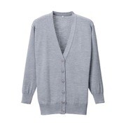 抗ピル長袖カーディガン(ロング丈) LL 杢グレー D-1002