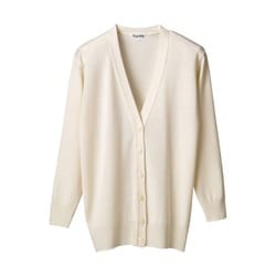抗ピル長袖カーディガン（ロング丈） LL ホワイト D-1002