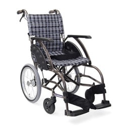 車いす（介助用）ウェイビット 濃紺チェックA13 WA16-40A（エアータイヤ）