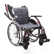 車いす(自走用)ウェイビットプラス 濃紺チェックA13 WAP22-42S(ソフトタイヤ)