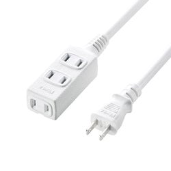 電源タップ 3個口 5m 延長コード コンセント 電源コード ソフトVCTコード 高耐久 鉛フリー 2P ホワイト TAP-EX34-5WN