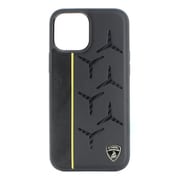 iPhone 12 Pro Max 用 ランボルギーニ公式ライセンス 背面ケース 本革+カーボン LB-TPUPCIP12PM-AV/D12-YW