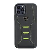 iPhone 12 Pro Max 用 ランボルギーニ公式ライセンス 背面ケース 本革 LB-TPUPCIP12PM-HU/D16-GN