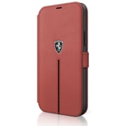 iPhone 12 Pro Max 用 フェラーリ公式ライセンス 手帳型ケース 本革 FEOSIFLBKP12LRE
