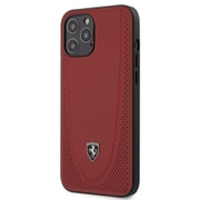 iPhone 12 Pro Max 用 フェラーリ公式ライセンス 背面ケース 本革 レッド FEOGOHCP12LRE