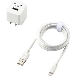 Lightning AC充電器/2.4A出力/ケーブル同梱/1.0m/高耐久ケーブル/ホワイトフェイス MPA-ACL08WF