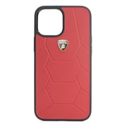 iPhone 12 Pro Max 用 ランボルギーニ公式ライセンス 背面ケース 本革 レッド LB-TPUPCIP12PM-AV/D7-RD