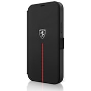 iPhone 12 Pro Max 用 フェラーリ公式ライセンス 手帳型ケース 本革 FEOSIFLBKP12LBK