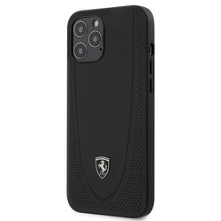 iPhone 12 Pro Max 用 フェラーリ公式ライセンス 背面ケース 本革 ブラック FEOGOHCP12LBK