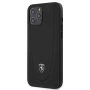 iPhone 12 Pro Max 用 フェラーリ公式ライセンス 背面ケース 本革 ブラック FEOGOHCP12LBK