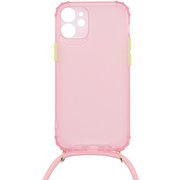 J20-07LPK [iPhone 12 mini 用 ネックストラップ付きケース ライトピンク]