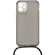 J20L-07GY [iPhone 12 用 ネックストラップ付きケース GY]