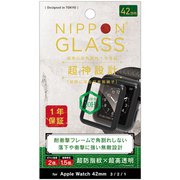 TY-AW2042-G3F-GNCCBK [Apple Watch 42mm 3 / 2 / 1 用 NIPPON GLASS 保護ガラス 超神設計 2倍強化 ブラック 超透明]