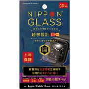 TY-AW2040-GH3-GNAGBK [Apple Watch 40mm SE / 6 / 5 / 4 用 NIPPON GLASS 保護ガラス 超神設計EX Pro 2倍強化 ブラック さらさら反射防止]