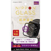 TY-AW2044-G3F-GNAGBK [Apple Watch 44mm SE / 6 / 5 / 4 用 NIPPON GLASS 保護ガラス 超神設計 2倍強化 ブラック さらさら反射防止]