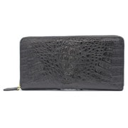 0477 Black [ラウンド長財布 カイマンワニ革（ヘッド） ブラック]