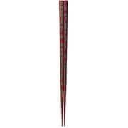 ISSOU 先角箸 若狭塗 粋柄 水すまし 赤 八角 23cm