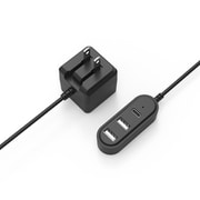 AC充電器 USB-A×2＋Type-C×1ポート ケーブル 1.2m ブラック FUSB-ACHU2CBK