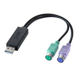 USB-CVPS6 [USB-PS/2変換ケーブル USBコンバータケーブル PS/2×2 マウス/キーボード ミニDIN6ピン ケーブル長14cm]