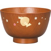 レンジ京型欅杢目汁椀 月うさぎ