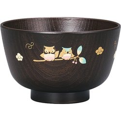 レンジ京型欅杢目汁椀（小） ふくろう