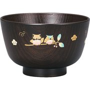 レンジ京型欅杢目汁椀(小) ふくろう
