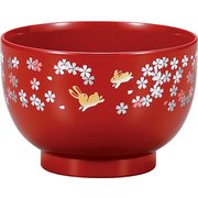 レンジ汁椀 （朱） うさぎ桜