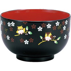 レンジ多用椀 （黒） 福々桜