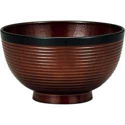レンジ欅千筋杢目汁椀 溜塗（帯黒）
