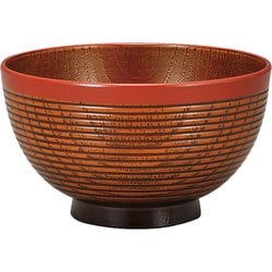 レンジ欅千筋杢目汁椀 栃塗（帯朱）