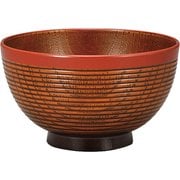 レンジ欅千筋杢目汁椀 栃塗（帯朱）
