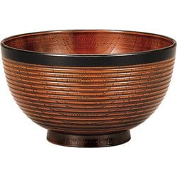 レンジ欅千筋杢目丼 栃塗（帯黒）