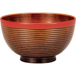 レンジ欅千筋杢目丼 栃塗（帯朱）