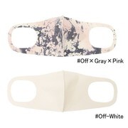 抗ウイルスマスク Mサイズ マーブル (OFF×GRAY×PINK/OFF-WHITE) プリント・無地2枚セット AM-201M