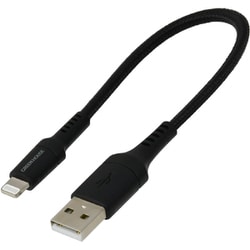 USB Type-A to Lightningケーブル 強靭タイプ ナイロンメッシュ 充電/転送 MFi認証 0.15m ブラック GH-ALTUTA15-BK