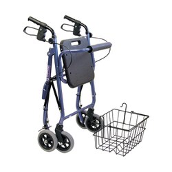 カワムラサイクル　四輪歩行車 KW20 ブルー 歩行補助具】（屋外用）四輪歩行車 KW20 <お買い物に便利なカゴ