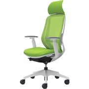 【完成品】 Sylphy（シルフィ） ライムグリーン 【エクストラハイバック メッシュタイプ アジャストアーム付 ホワイトボディ 樹脂脚 ランバーサポート付 ナイロンキャスター】 ※受注生産 C68AXZ FMP5