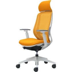 【完成品】 Sylphy（シルフィ） オレンジ 【エクストラハイバック メッシュタイプ アジャストアーム付 ホワイトボディ 樹脂脚 ランバーサポート付 ナイロンキャスター】 ※受注生産 C68AXZ FMR8