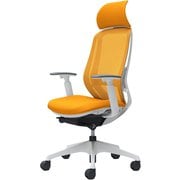 【完成品】 Sylphy（シルフィ） オレンジ 【エクストラハイバック メッシュタイプ アジャストアーム付 ホワイトボディ 樹脂脚 ランバーサポート付 ナイロンキャスター】 ※受注生産 C68AXZ FMR8