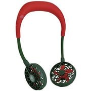 首掛け扇風機(ネックファン) WFan(ダブルファン) ハンズフリー ヨガエアー USB充電式 風量5段階 レッド DFYA211RD