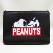 PEANUTS ソフトフラットポーチ スヌーピー ねそべり/ブラック [キャラクターグッズ]