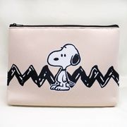 PEANUTS ソフトフラットポーチ スヌーピー 立ち/ベージュ [キャラクターグッズ]