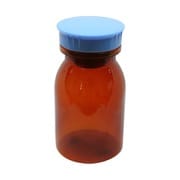 散薬瓶(PC製)茶 キャップ:青 150CC