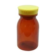 散薬瓶(PC製)茶 キャップ:黄 500CC