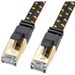 LANケーブル 2m CAT8 ブラック 爪折れ防止 メッシュケーブル 金メッキコネクタ より線 STP ストレート結線 RJ45 KB-T8MEFL-02BK